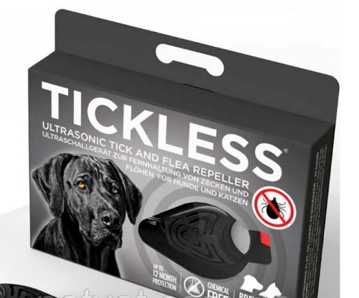 Ультразвуковий відлякувач кліщів і бліх з вбудованим акумулятором, чорний Tickless Pet. Для собак