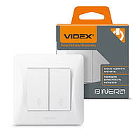 (Minimum 1000грн) Выключатель двухклавишный проходной белый VIDEX BINERA