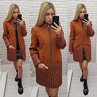 Пальто осінь / весна Кашемір + плащевка арт. 137/1 Коричневий / Таракота