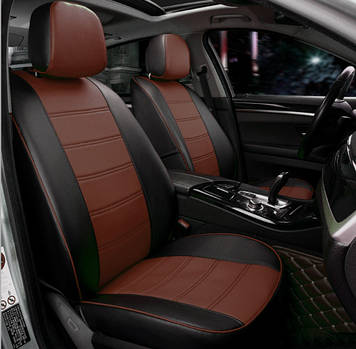 Чохли на сидіння КІА Ріо 3 (KIA Rio 3) модельні MAX-N з екошкіри Чорно-коричневий
