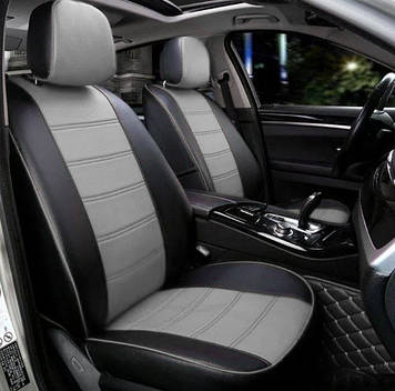Чохли на сидіння КІА Ріо 3 (KIA Rio 3) модельні MAX-N з екошкіри Чорно-сірий, графіт