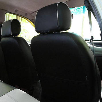 Чохли на сидіння ВАЗ Лада 2110 (VAZ Lada 2110) модельні MAX-N з екошкіри Чорно-білий