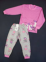 Пижама детская из футера(футболка с длинным рукавом + штаны) Gabbi PGD-19-6 98см сиреневая с серым 11881