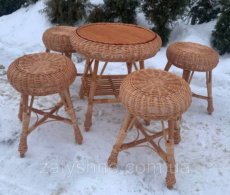 Набор плетеной мебели из лозы с табуретками - фото 8 - id-p1562687514