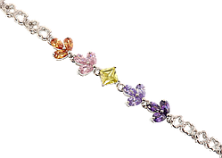 Браслет СМ Родій "Різнокольорові кристалічні квіти" розмір 19см х 5-8мм