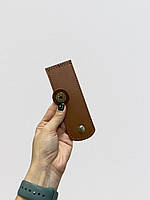 Клапан язык для вязаной сумки, натуральная кожа, на магните, 15х5см