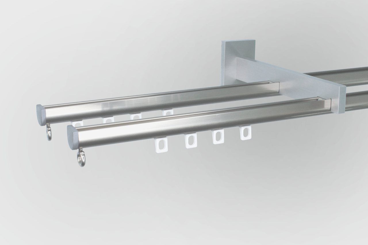 Карнизи для штор стіновий Техно 15 подвійний Сталь, фото 1