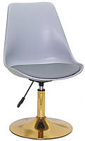 Стілець Albert GD-Base сірий 370, на золотій хромованій круглій опорі з регулюванням висоти сидіння, фото 3