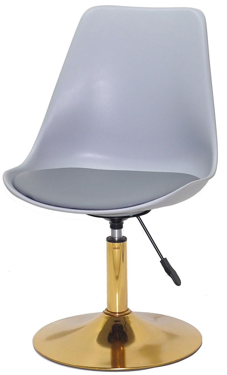 Стілець Albert GD-Base сірий 370, на золотій хромованій круглій опорі з регулюванням висоти сидіння, фото 1