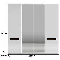 Шкаф комбинированный с зеркалам Ацтека SZF2D2L/21/22 220х210х60см цвета нимфея альба белый глянец БРВ-Украина