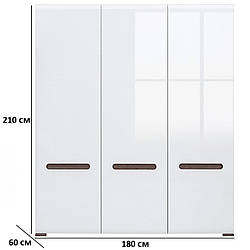 Шафа розстібна Амелія SZF3D/21/18 180х210х60см кольору німфея альба з білими глянсовими фасадами БРВ-Україна