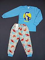 Пижама детская из футера(футболка с длинным рукавом + штаны) Gabbi PGM-19-6 110см бирюзовая 11887