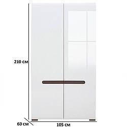 Шафа платтяна Амелія SZF2D/21/11 105х210х60см кольору німфея альба з білими глянсовими фасадами БРВ-Україна