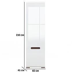 Шафа платтяна розстібна Амелія SZF1D/21/6 60х210х41см кольору німфея альба з білими глянцевими фасадами БРВ-Україна