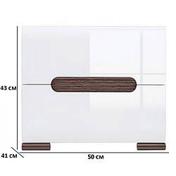 Тумба нічна Амелія KOM2S/4/5 50х43х41см кольору німфея альба з білими глянсовими фасадами БРВ-Україна