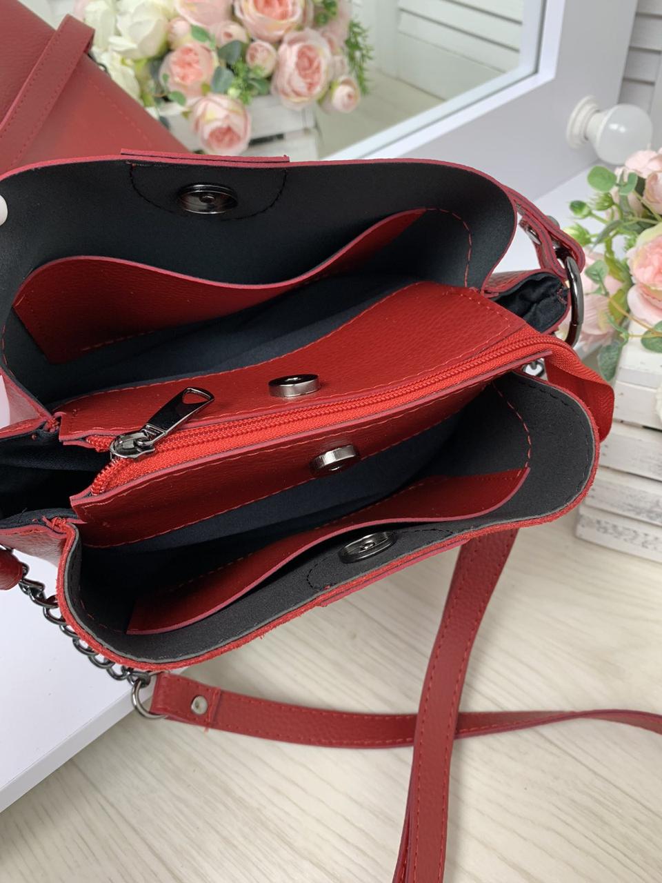 Женская маленькая сумочка замшевая модная красная сумка через плечо - фото 5 - id-p1229171035