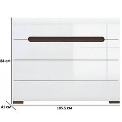 Комод із ящиками Амелія KOM4S/8/11 106х84х41см кольору німфея альба з білими глянсовими фасадами БРВ-Україна