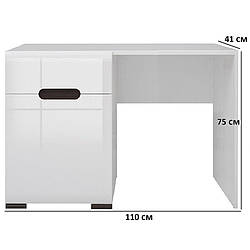 Туалетний столик із тумбою Амелія TOL1D1S кольору німфея альба з білими глянсовими фасадами БРВ-Україна