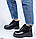 39 р. Ботинки женские зимние черные кожаные на толстой подошве платформе из натуральной кожи натуральная кожа, фото 7