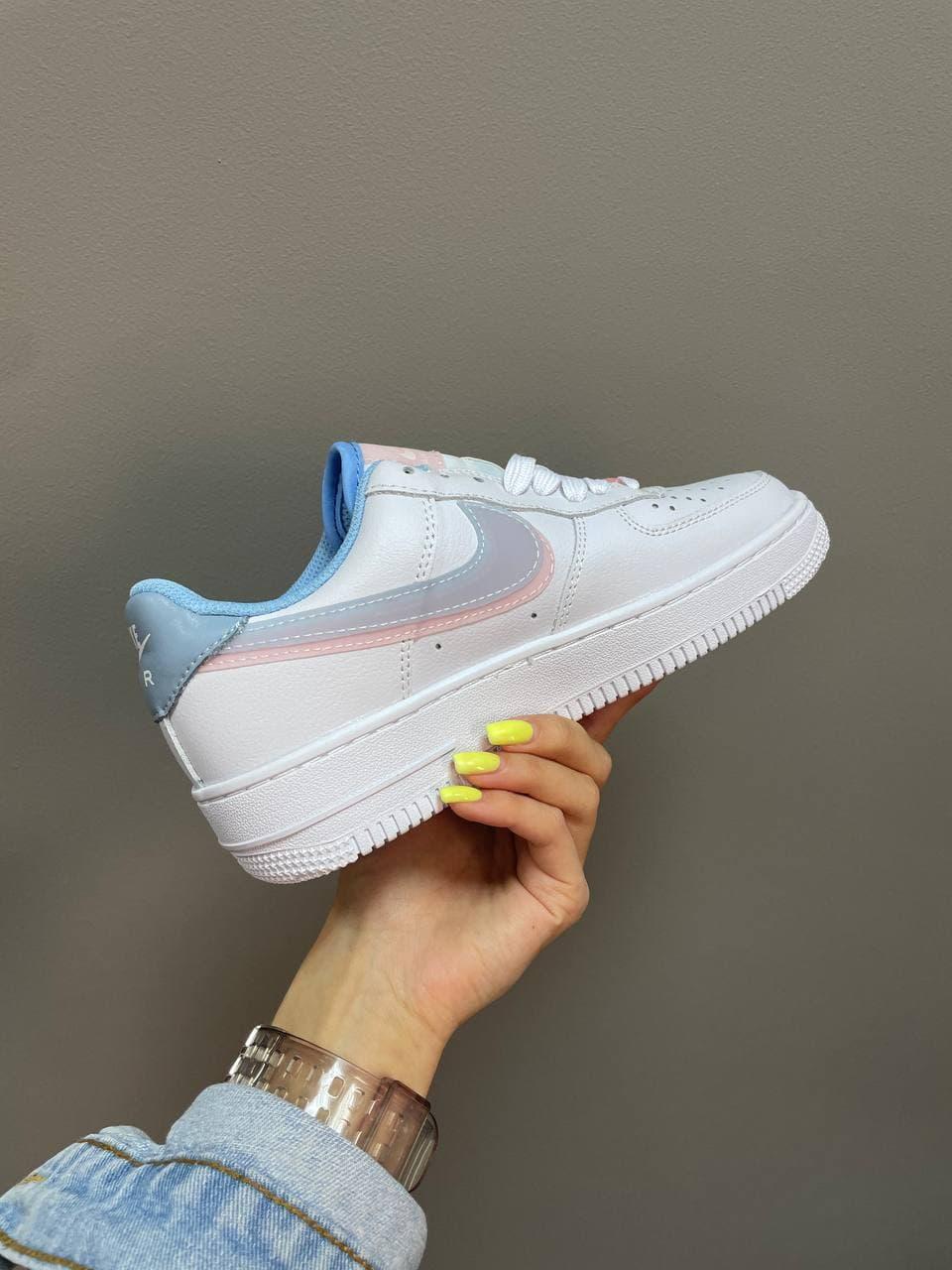 Жіночі кросівки Nike Air Force Double Swoosh білі демісезонні шкіра повсякденні найк аїр форс низькі