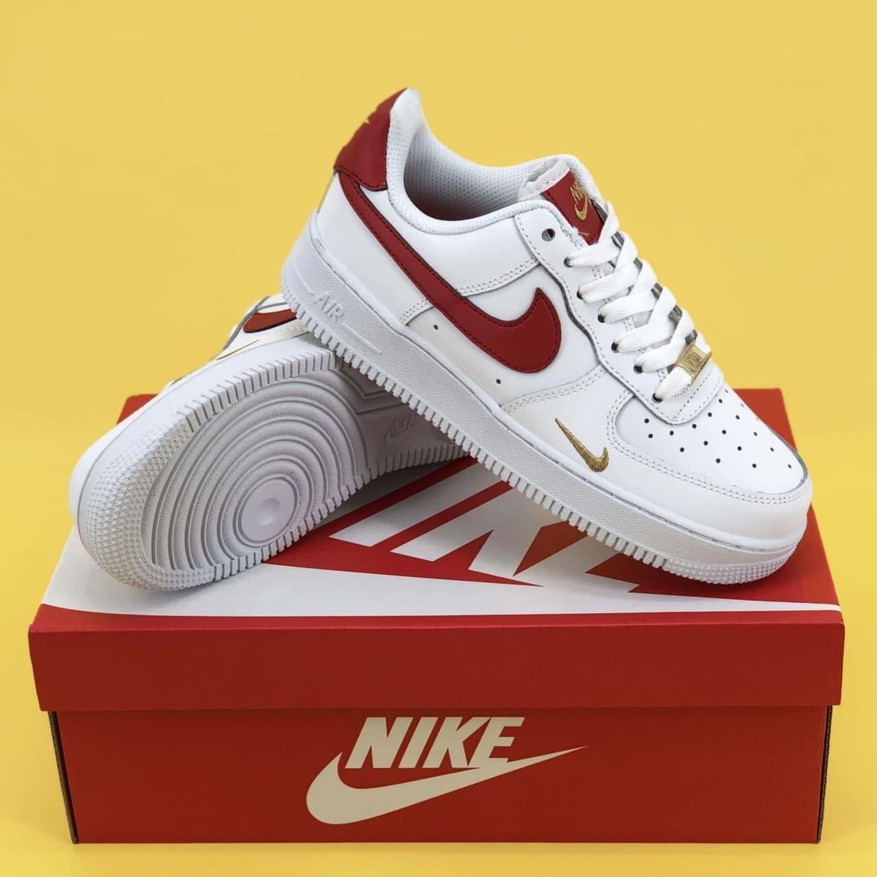 Жіночі кросівки Nike Air Force Mini Swoosh шкіра білі демісезонні повсякденні найк аїр форс низькі