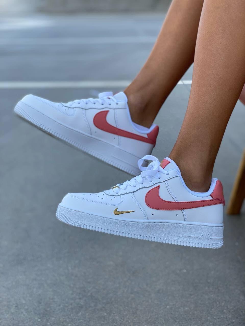 Жіночі кросівки Nike Air Force Mini Swoosh білі шкіра найк аїр форс низькі демісезонні повсякденні