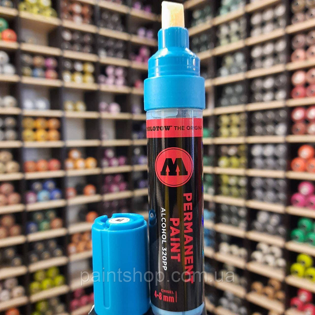 Маркер спиртовий Molotow 320PP Shock Blue Middle (Блакитний) 4-8 мм, фото 1