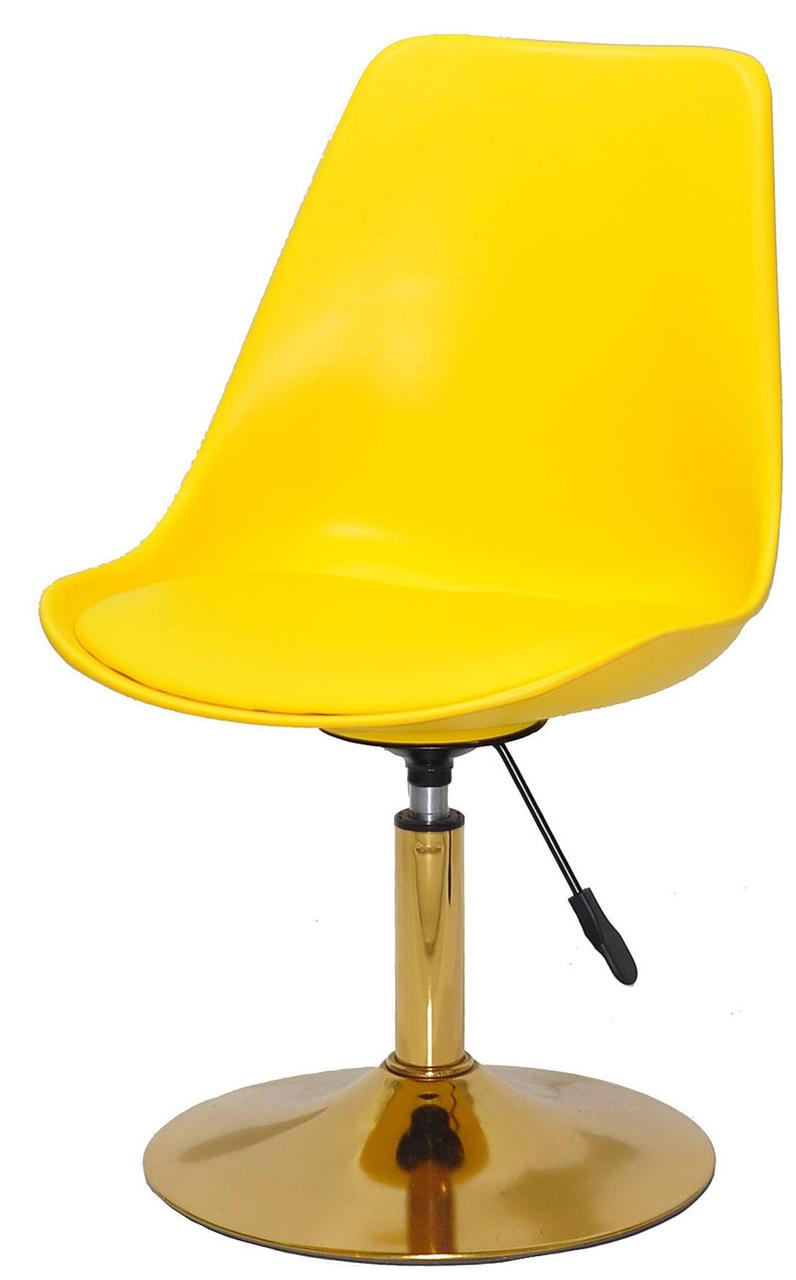 Стілець Albert GD-Base жовтий 1006, на золотій хромованій круглій опорі з регулюванням висоти, фото 1