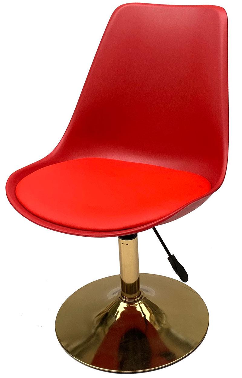 Стілець Albert GD-Base червоний 323, на золотій хромованій круглій опорі з регулюванням висоти, фото 1