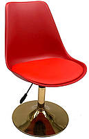 Стілець Albert GD-Base червоний 323, на золотій хромованій круглій опорі з регулюванням висоти, фото 3