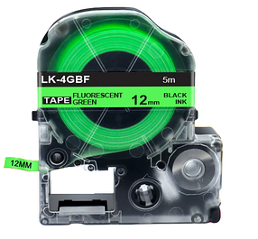 Картридж з флуоресцентною стрічкою для принтера Epson LabelWorks LK4GBF 12 мм 5 м Чорний/Зелений