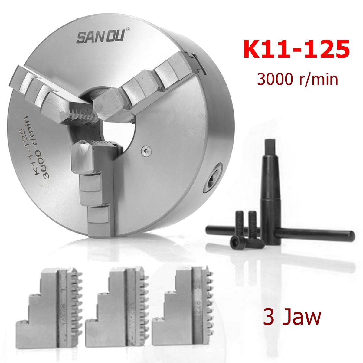 Патрон токарний Sanou K11-125 3 х кулачковий 125 мм самоцентруючий