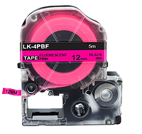 Картридж с флуоресцентной лентой для принтера Epson LabelWorks LK4PBF 12 мм 5 м Черный/Розовый