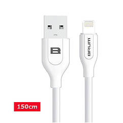 USB кабель Brum U001i Lightning для iPhone 5/6/7/8/X 150см Білий