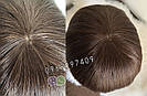 Перука коричневий із натурального волосся жіноча, каре з чубчиком, фото 5
