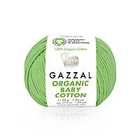 Gazzal ORGANIC BABY COTTON (Газзал Органiк Бейбi Котон) № 421 салатовий (Пряжа 100% органічна бавовна)