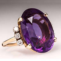 Крупное кольцо перстень с фиолетовым камнем, 18 р, 4629