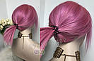 Натуральна рожева перука. Каре з яскраво-рожевим волоссям, фото 8