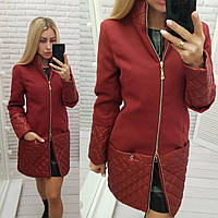 Пальто осінь / весна Кашемір + плащевка арт. 137/1 Бордо