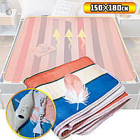 Электропростынь покривало Stripes and Feather 150*180 зігріваюча електрична простирадла, покривало грілка