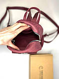 Шкіряний рюкзак бордового кольору, фото 2