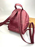 Шкіряний рюкзак бордового кольору, фото 4