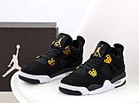 Чоловічі / жіночі кросівки Nike Air Jordan 4 Retro Black Gold, чорні кросівки найк аір джордан 4 ретро аїр, фото 2