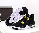 Чоловічі / жіночі кросівки Nike Air Jordan 4 Retro Black Gold, чорні кросівки найк аір джордан 4 ретро аїр, фото 3