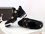 Чоловічі / жіночі кросівки Nike Air Jordan 4 Retro Black Gold, чорні кросівки найк аір джордан 4 ретро аїр, фото 7