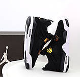 Чоловічі / жіночі кросівки Nike Air Jordan 4 Retro Black Gold, чорні кросівки найк аір джордан 4 ретро аїр, фото 6