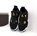 Чоловічі / жіночі кросівки Nike Air Jordan 4 Retro Black Gold, чорні кросівки найк аір джордан 4 ретро аїр, фото 4