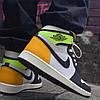 Кросівки Nike Air Jordan 1 Retro High White Black Volt University Gold, фото 9
