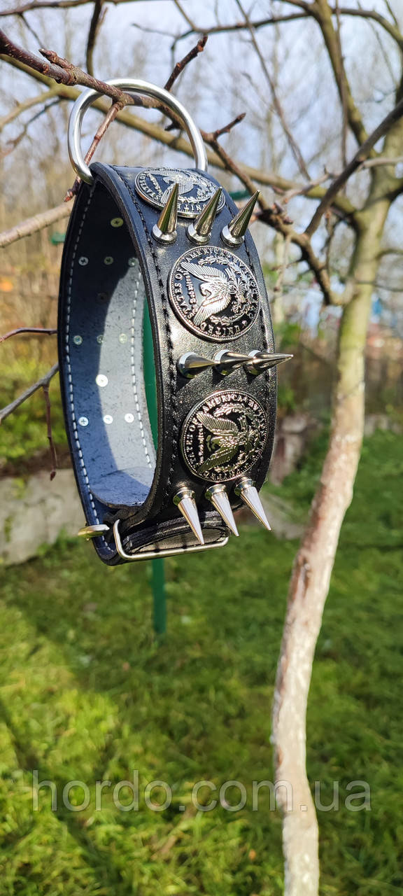 Нашийник шкіряний із шипами, фото 1