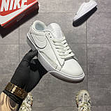 Жіночі кросівки Nike Blazer '77 Low Total White, білі шкіряні кросівки найк блейзер лов, фото 4